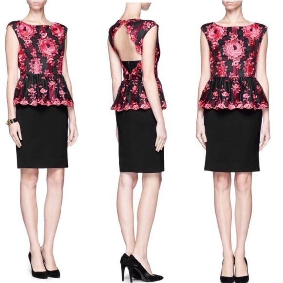 Alice & Olivia Peplum Shovan Embroidered Dress - Picture 2 of 8